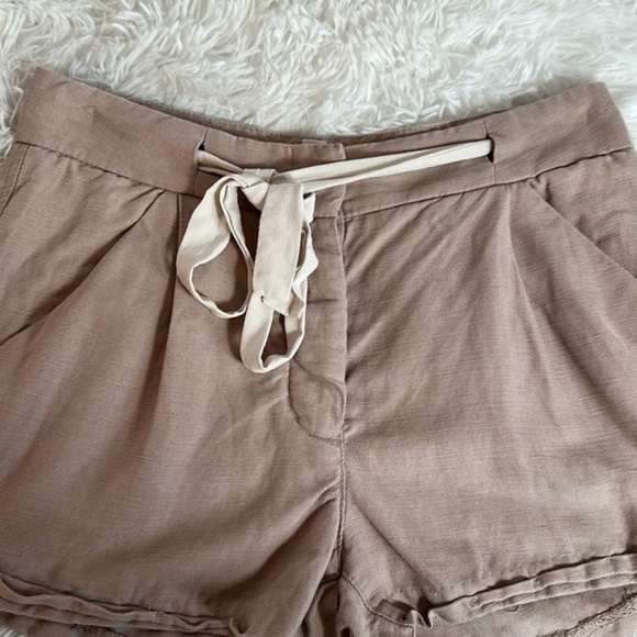 Wilfred with Linen Beige/Tan Mini Shorts with Front Tie - Picture 2 of 9
